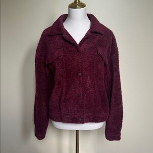 Mystree Rich Burgundy Bomber Textured Jacket